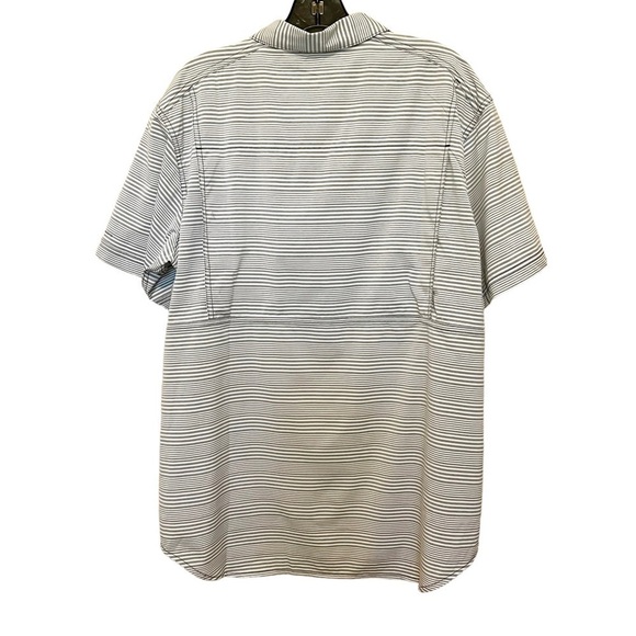 Columbia Omni Shade Striped Short Sleeve Button Down Shirt Gray Men’s Size L - Picture 3 of 10